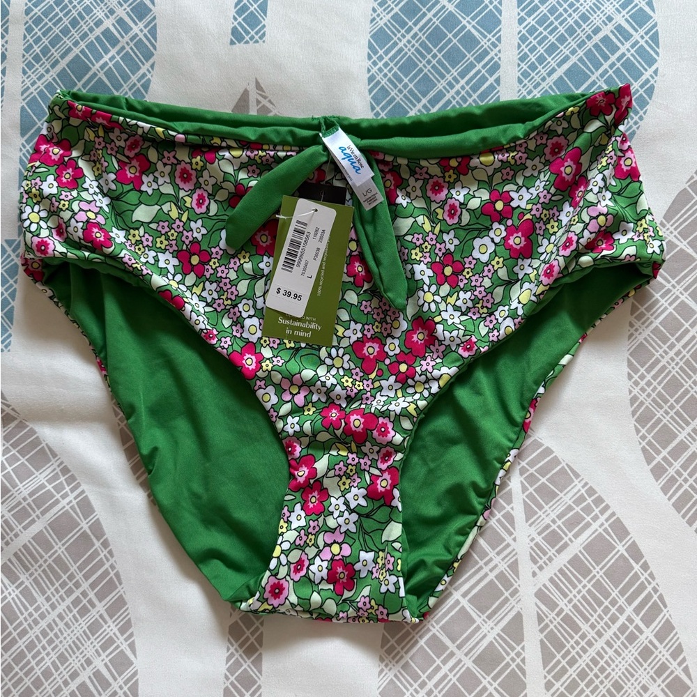 La Vie En Rose Green Floral Bikini Bottom